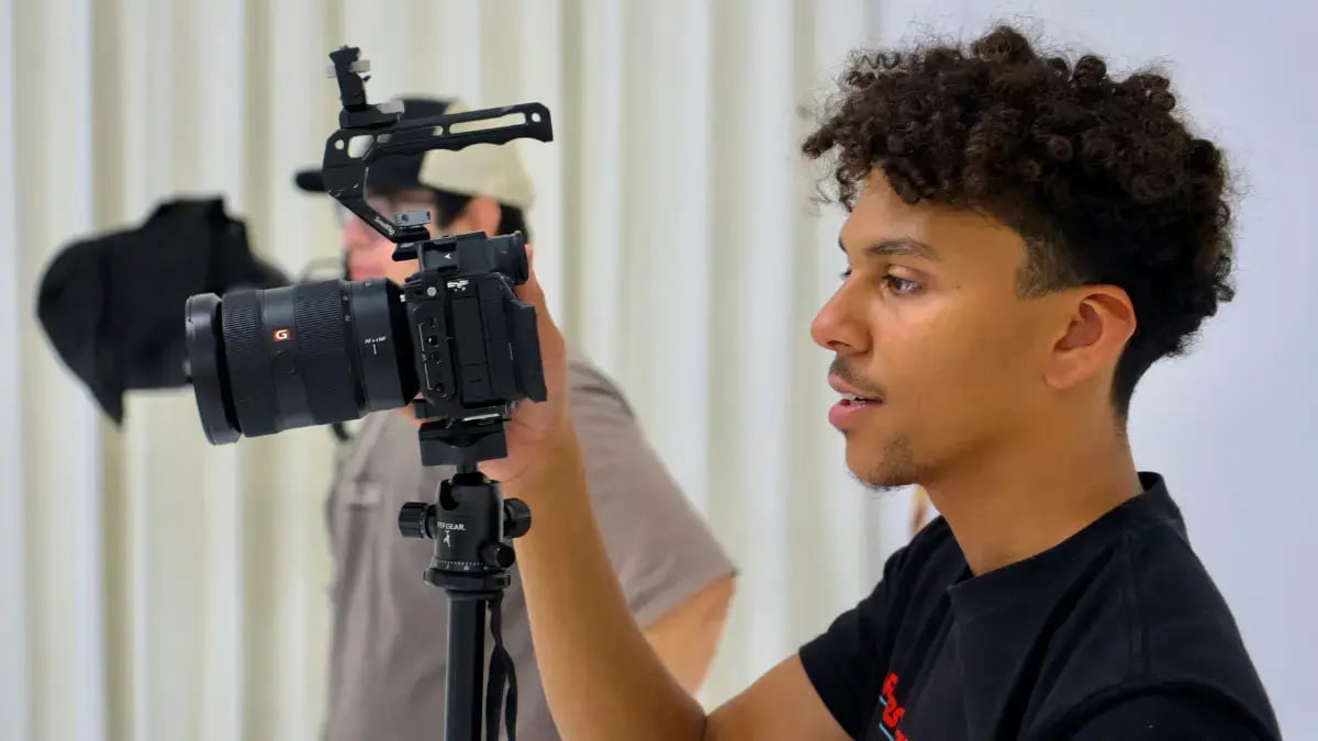Student working on a film/interactive video project.