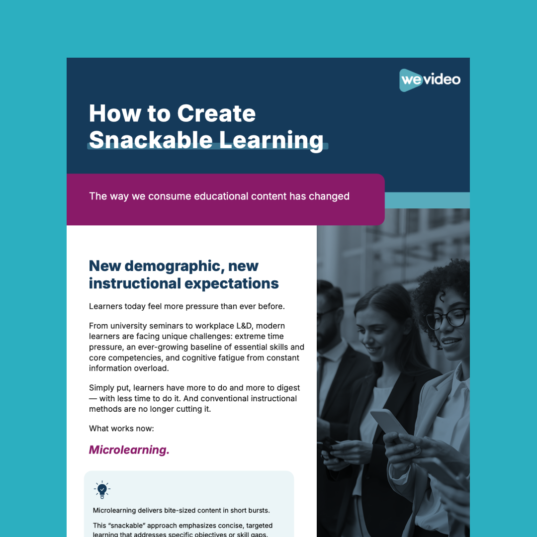 How to Create Snackable Learning eBook cover against light blue background