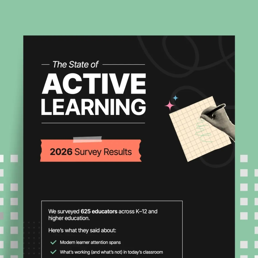 WeVideo's State of Active Learning report cover atop green background. 